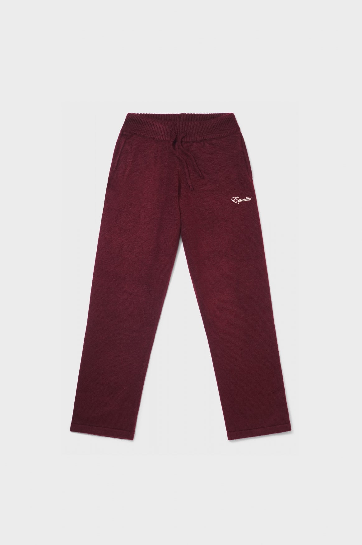 FLUFFY KNIT STRAIGHT FIT PANTS | BURGUNDY