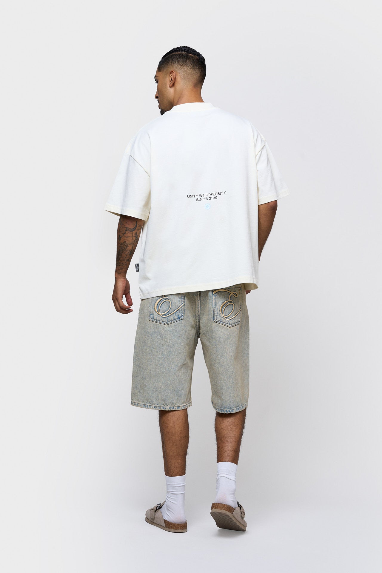 ELAN BOXY TEE | OFF-WHITE & LIGHT BLUE