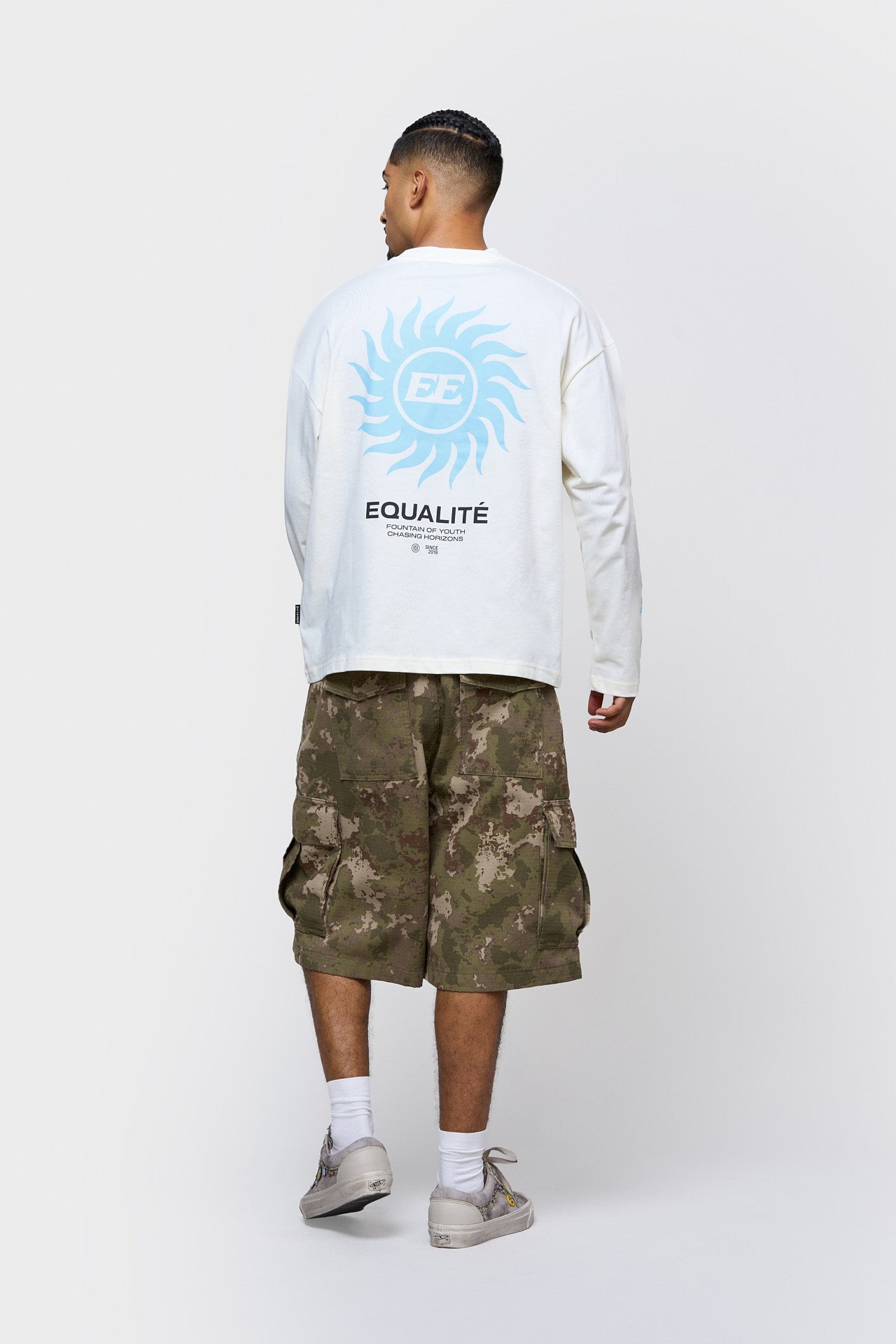 SUNNY LONGSLEEVE TEE | OFF-WHITE & LIGHT BLUE