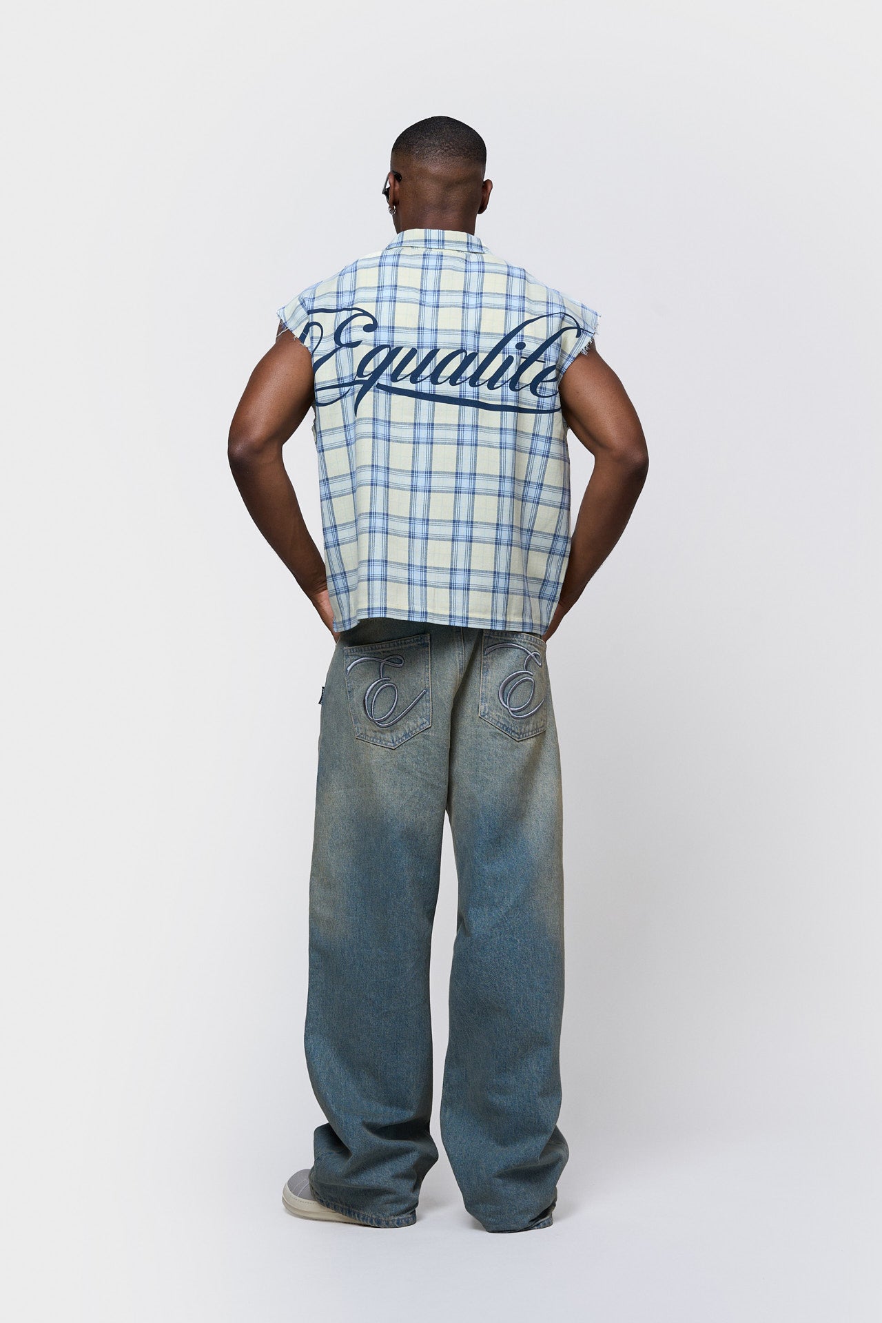 FLANNEL TANK SHIRT | SOFT YELLOW & LIGHT BLUE