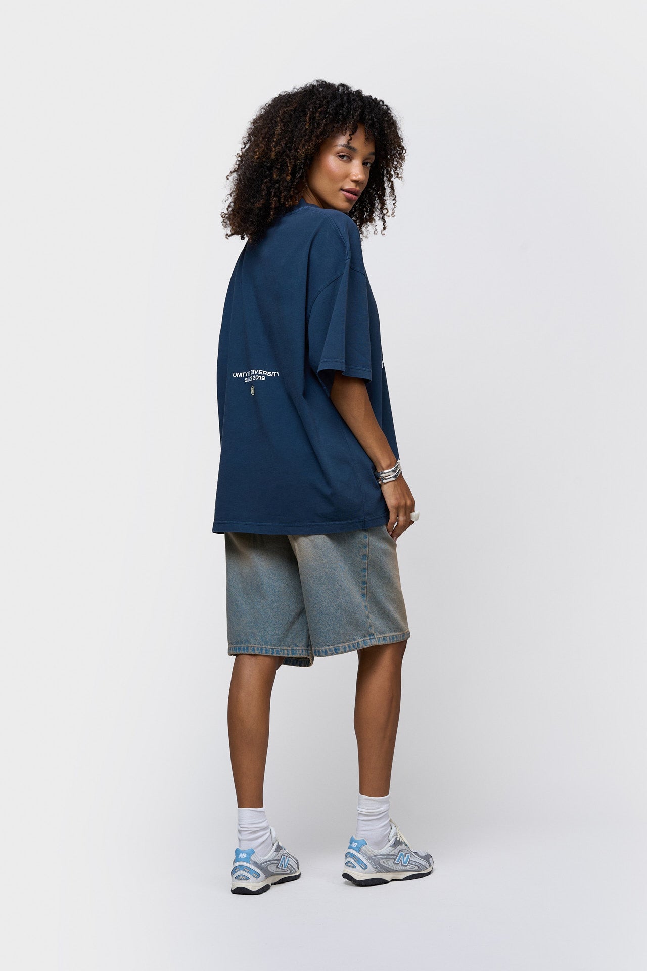 ELAN BOXY TEE | NAVY & BUTTER YELLOW