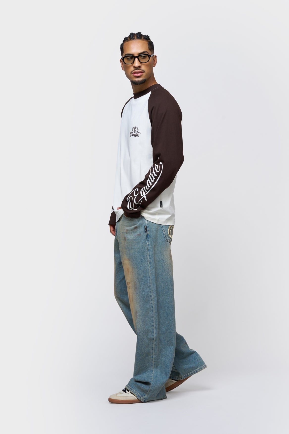 JETT RAGLAN LONGSLEEVE TEE | BROWN & OFF-WHITE