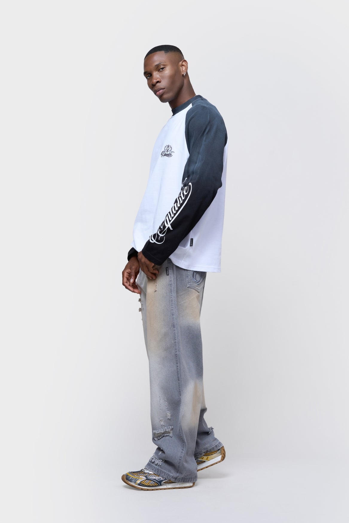 JETT RAGLAN LONGSLEEVE TEE | WASHED GREY & WHITE