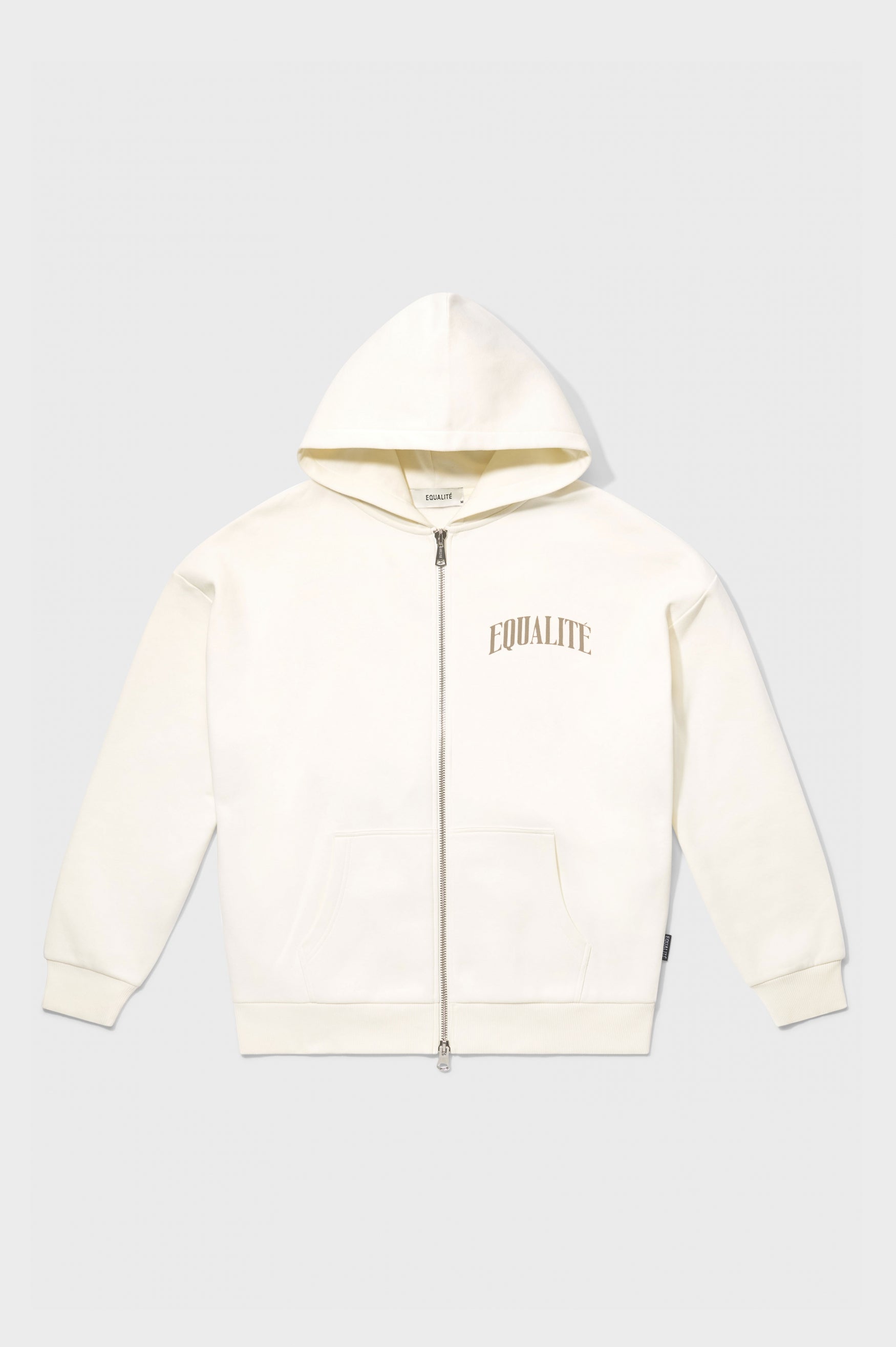 OLIVER OVERSIZED FULL ZIP HOODIE | OFF-WHITE & TAUPE