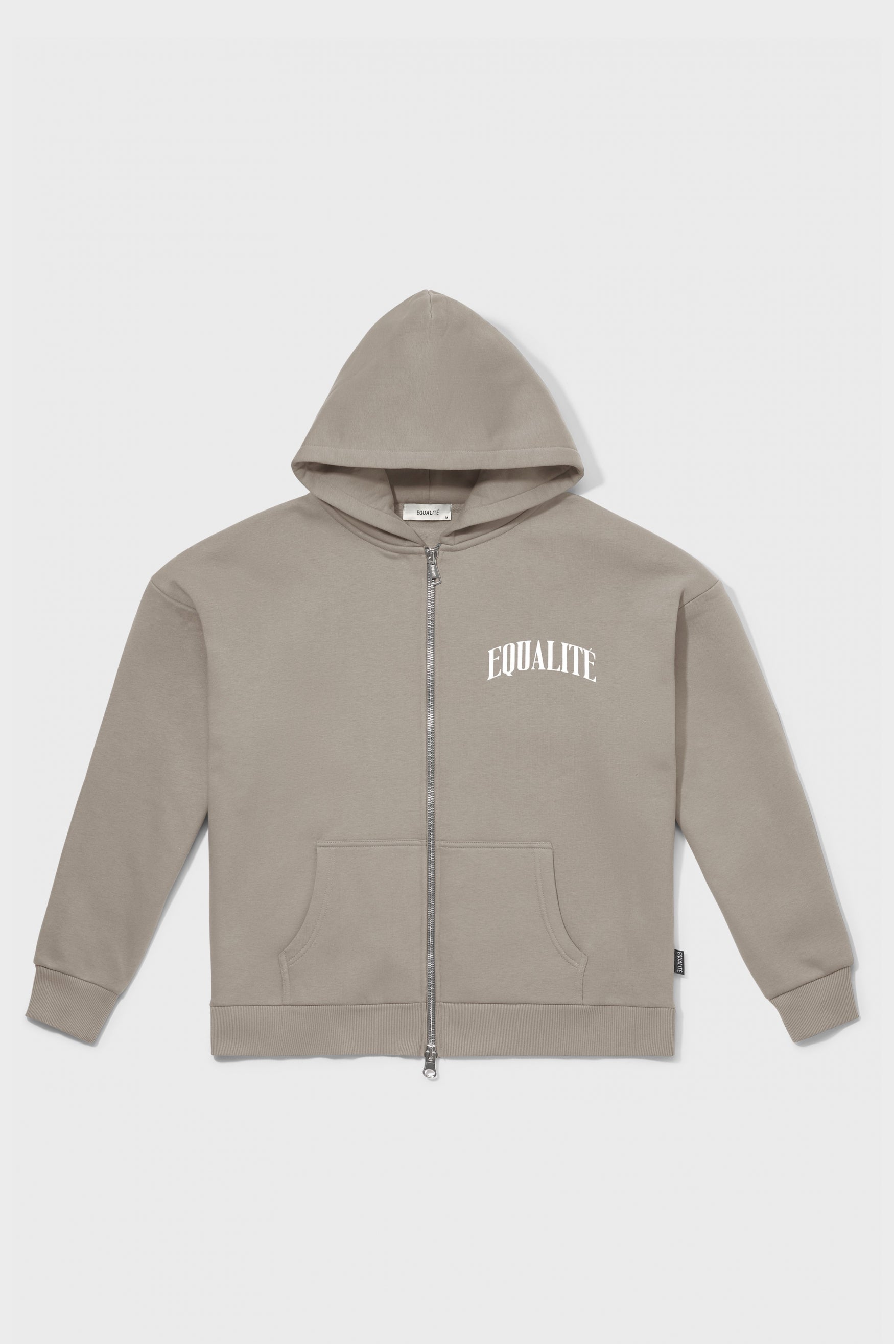 Oliver Oversized Full Zip Hoodie | Taupe & Off-White