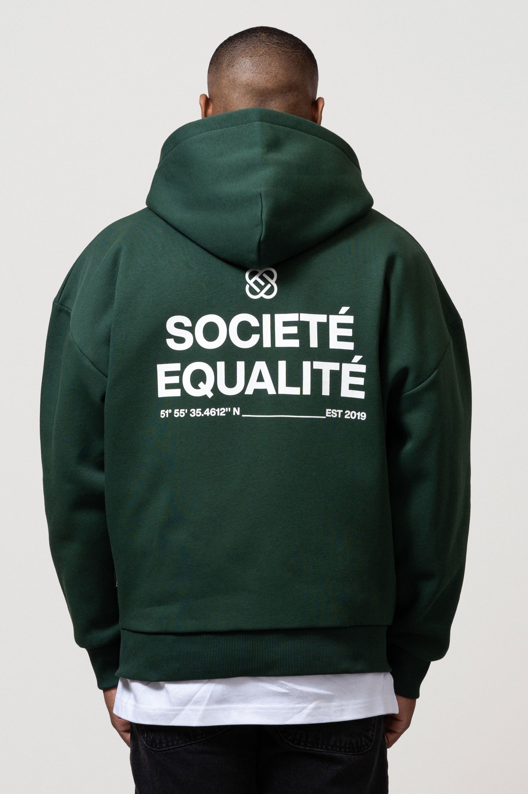 SOCIETÉ OVERSIZED FULL ZIP HOODIE | GREEN & WHITE