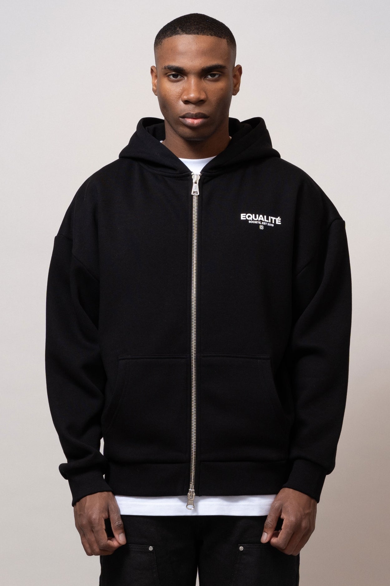 SOCIETÉ OVERSIZED FULL ZIP HOODIE | BLACK