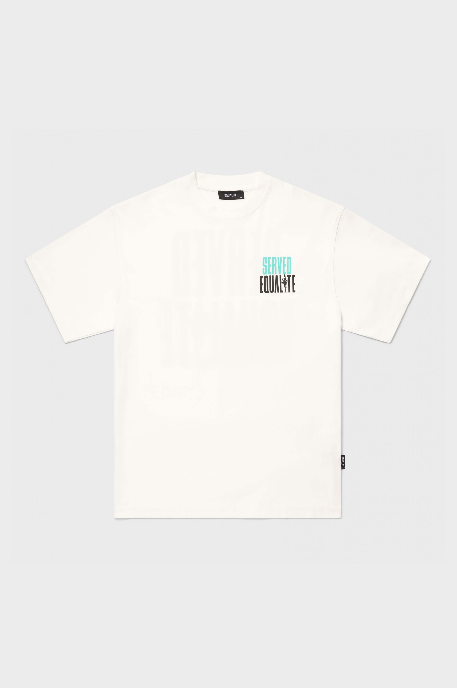 SERVED EX EQUALITÉ OVERSIZED TEE | OFF WHITE & TURQUOISE
