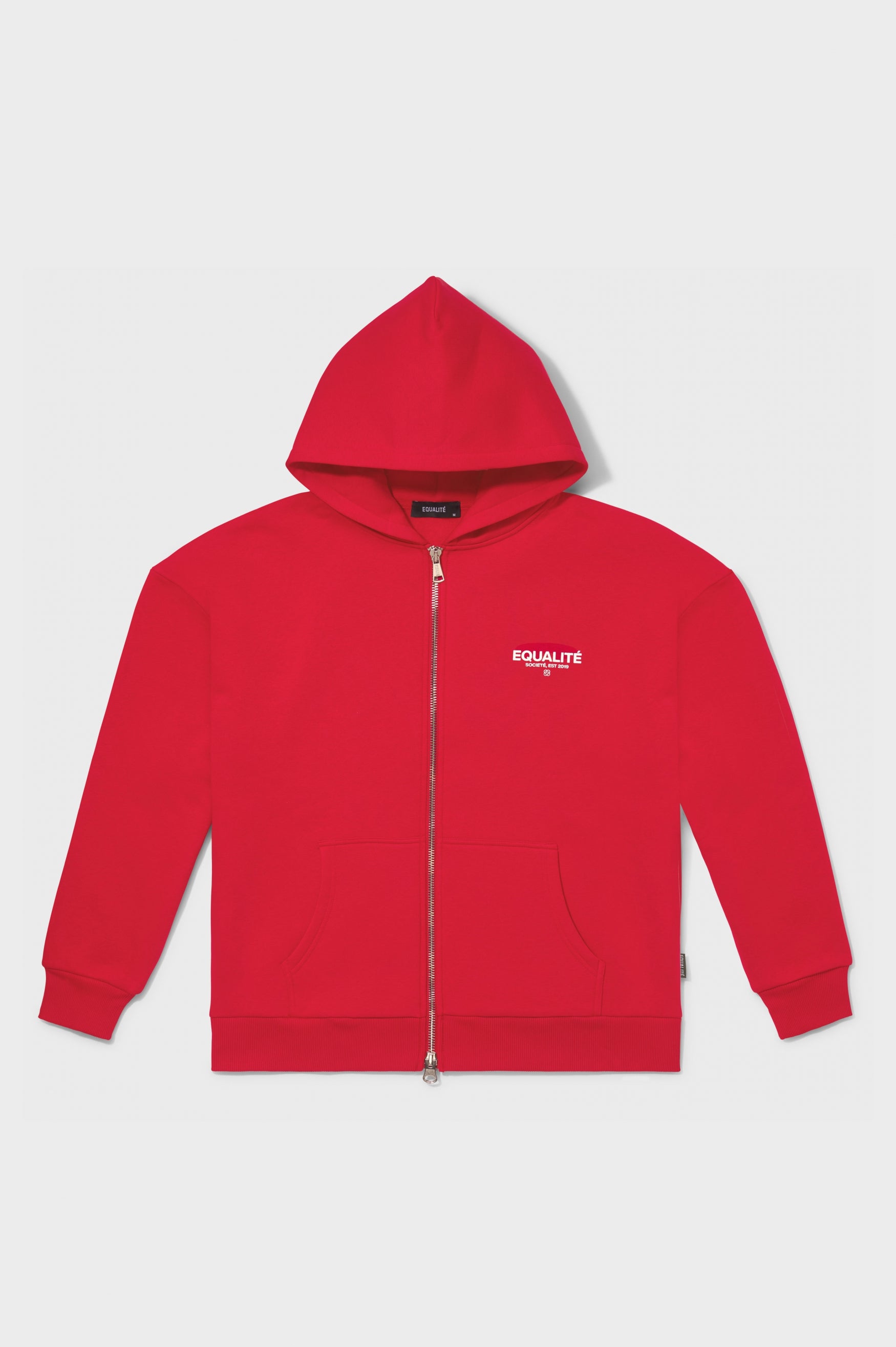 SOCIETÉ OVERSIZED FULL ZIP HOODIE | RED & WHITE