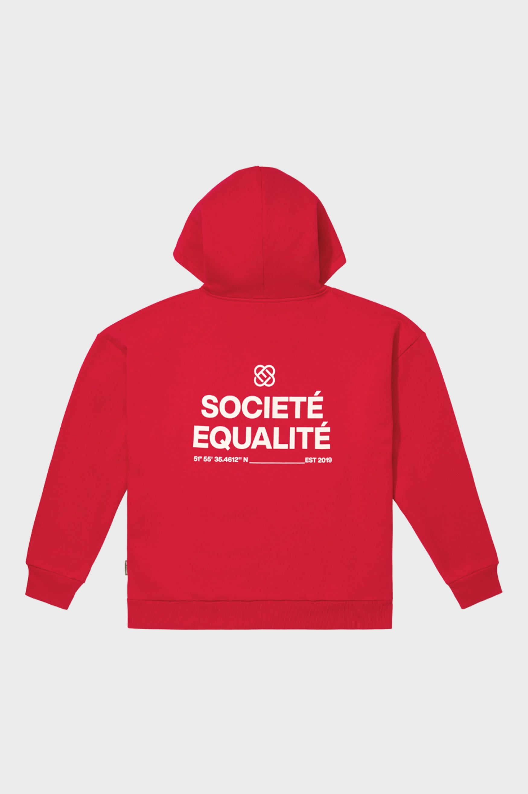 SOCIETÉ OVERSIZED FULL ZIP HOODIE | RED & WHITE