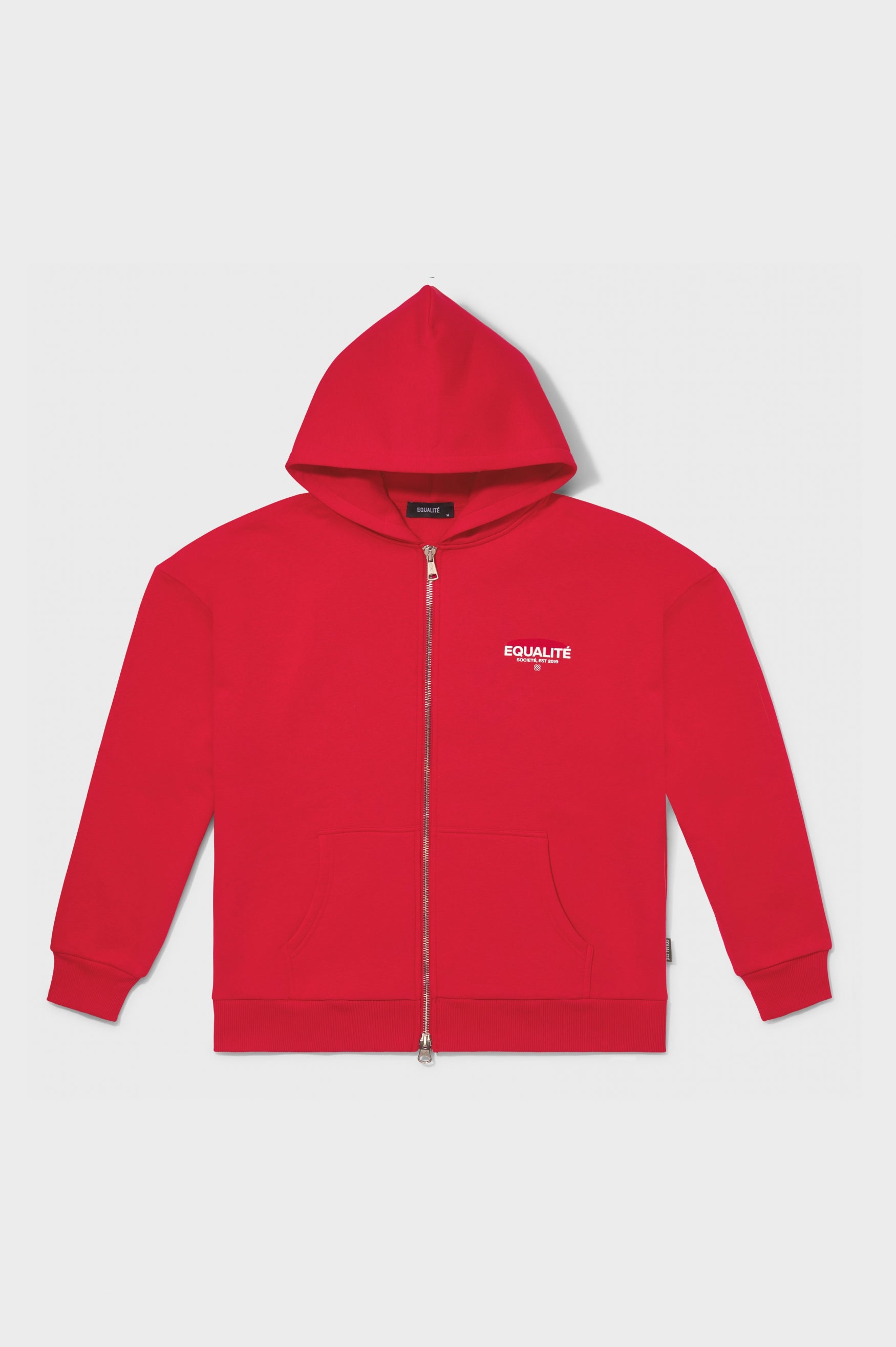 SOCIETE OVERSIZED FULL ZIP HOODIE RED Equalite
