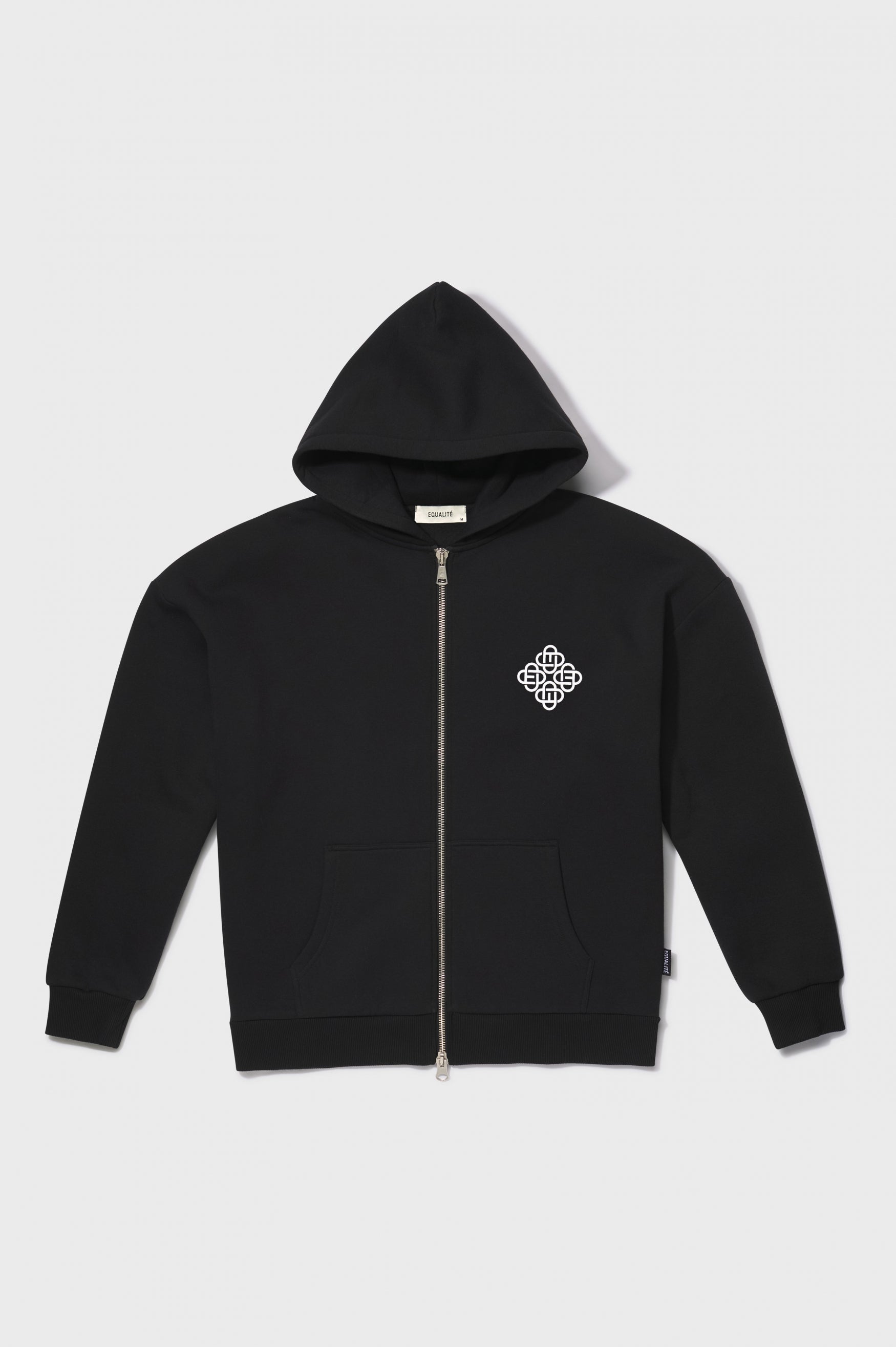 Symbol oversized full zip hoodie | Black & White
