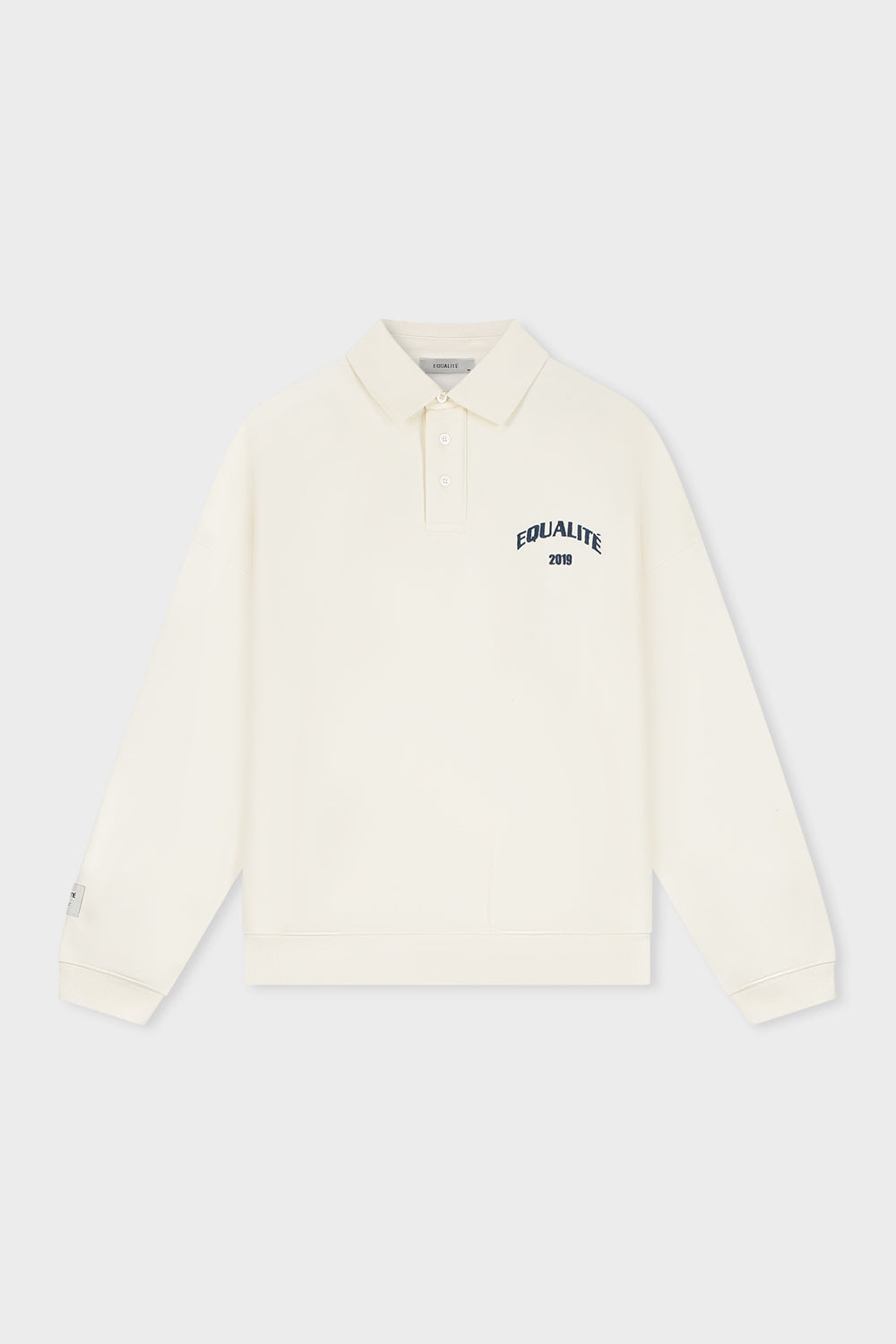 VARSITY POLO SWEATER | OFF-WHITE & NAVY